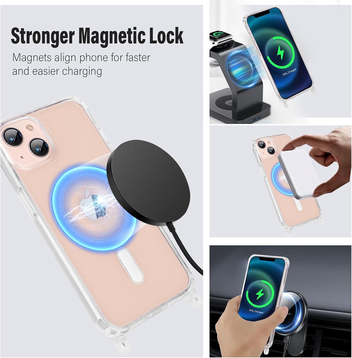 Detalle 2 de DiDaDi Handyhülle iPhone 14 Pro Transparente Hülle mit Band