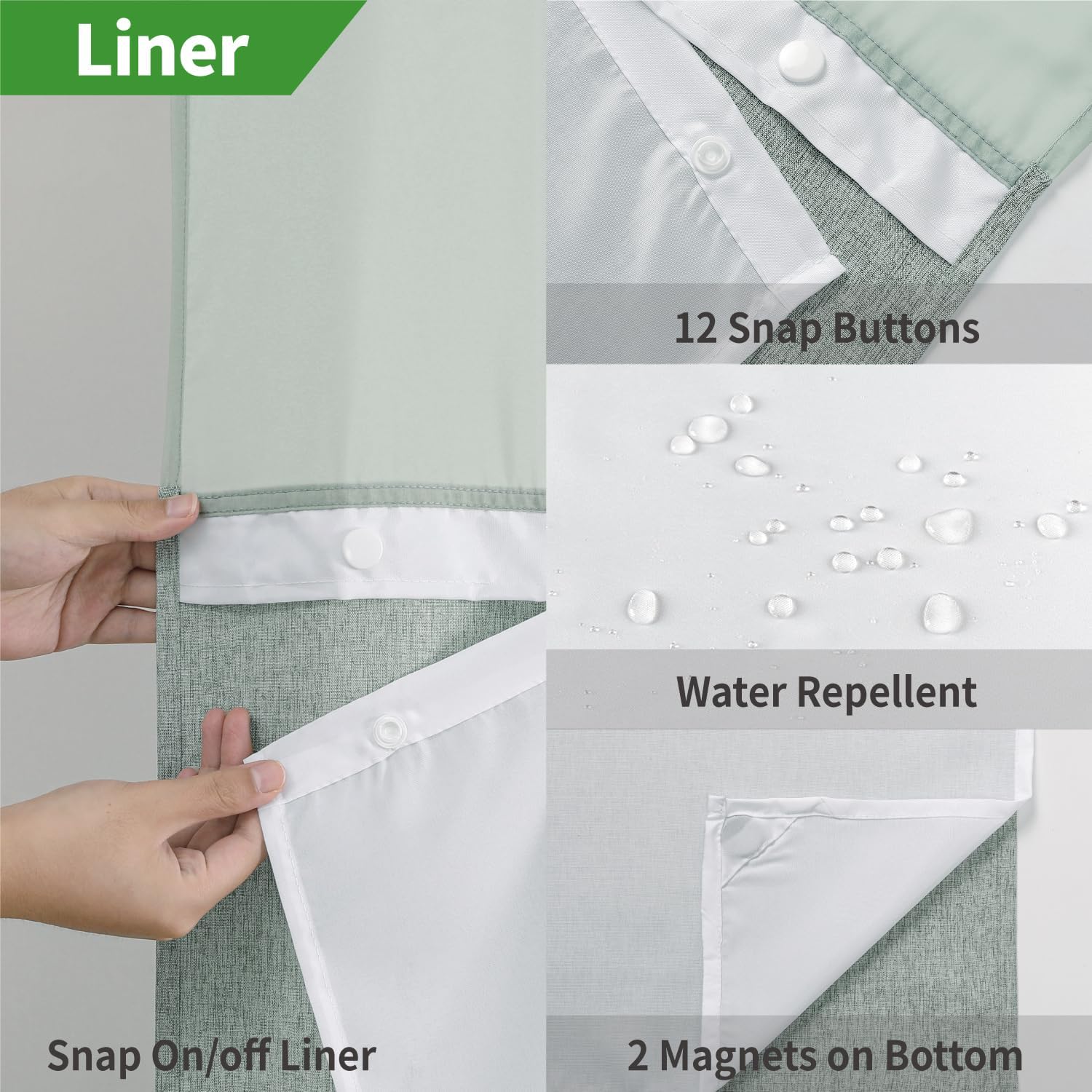 Thumbnail 4 de eachope No Hooks Needed Shower Curtain 71x74