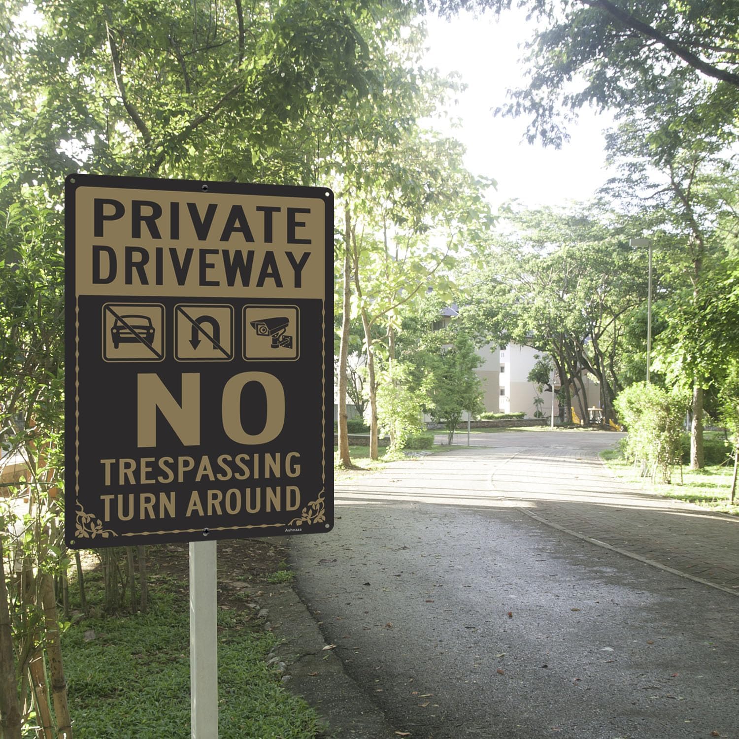 Detalle de Ashoaza private driveway sign, 14 x 10-inch