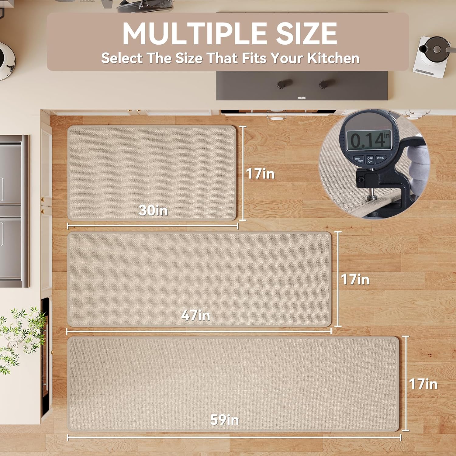 Thumbnail 1 de YDKGL Kitchen Mats for Floor (17x30) – Super Absorbent, Non-Slip, Washable, Imitation Linen Runner