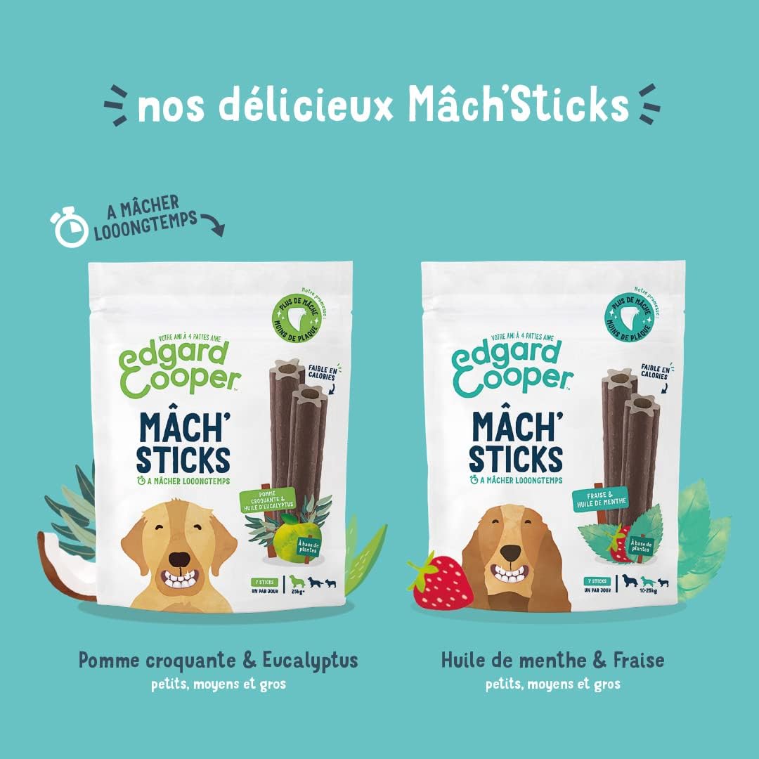 Detalle de Edgard Cooper Friandises pour Chien — Sticks dentaires Eucalyptus & Pomme (56 sticks, 40 kcal chacun)