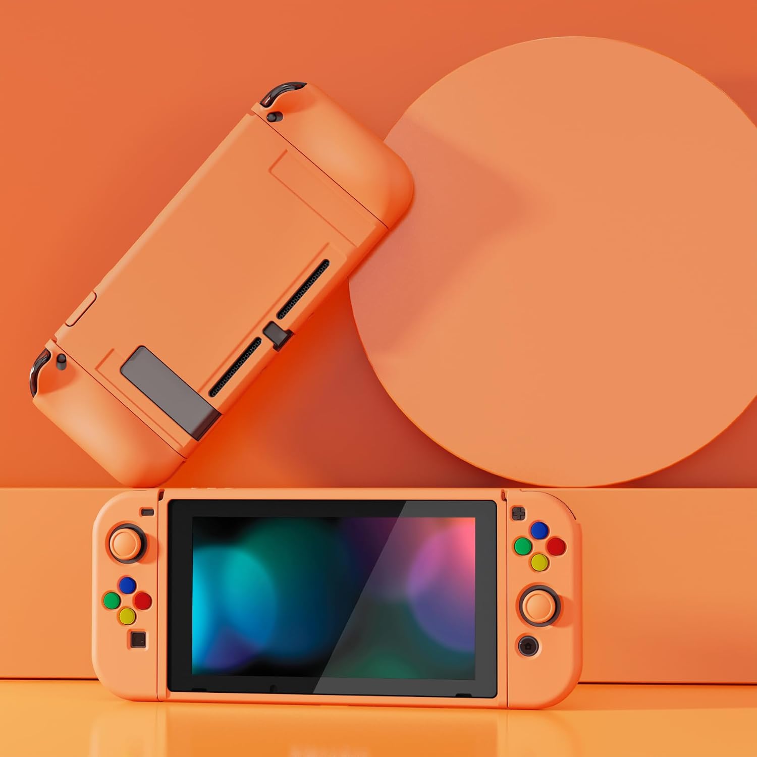 Detalle de playvital ZealProtect Soft Protective Case for Nintendo Switch (Apricot Yellow) with Glass Screen Protector & Button Caps