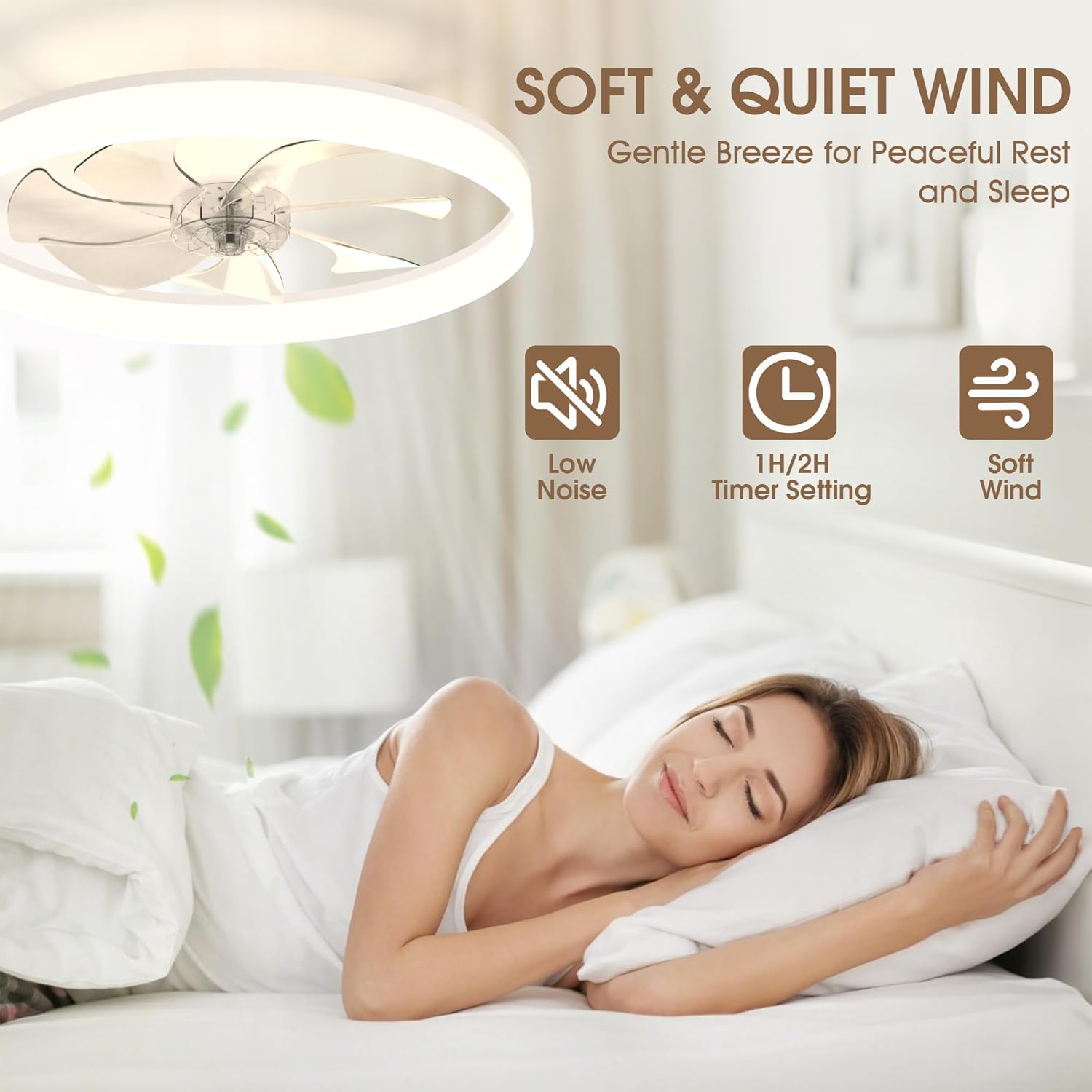 Thumbnail 3 de NIORSUN 60cm Smart LED Ceiling Fan with Lights and Remote (6 speeds, dimmable)