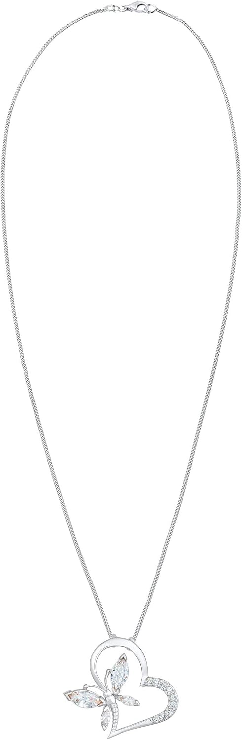 Detalle de Elli Damen Halskette Herz Schmetterling Anhänger aus 925 Sterling Silber mit Zirkonia
