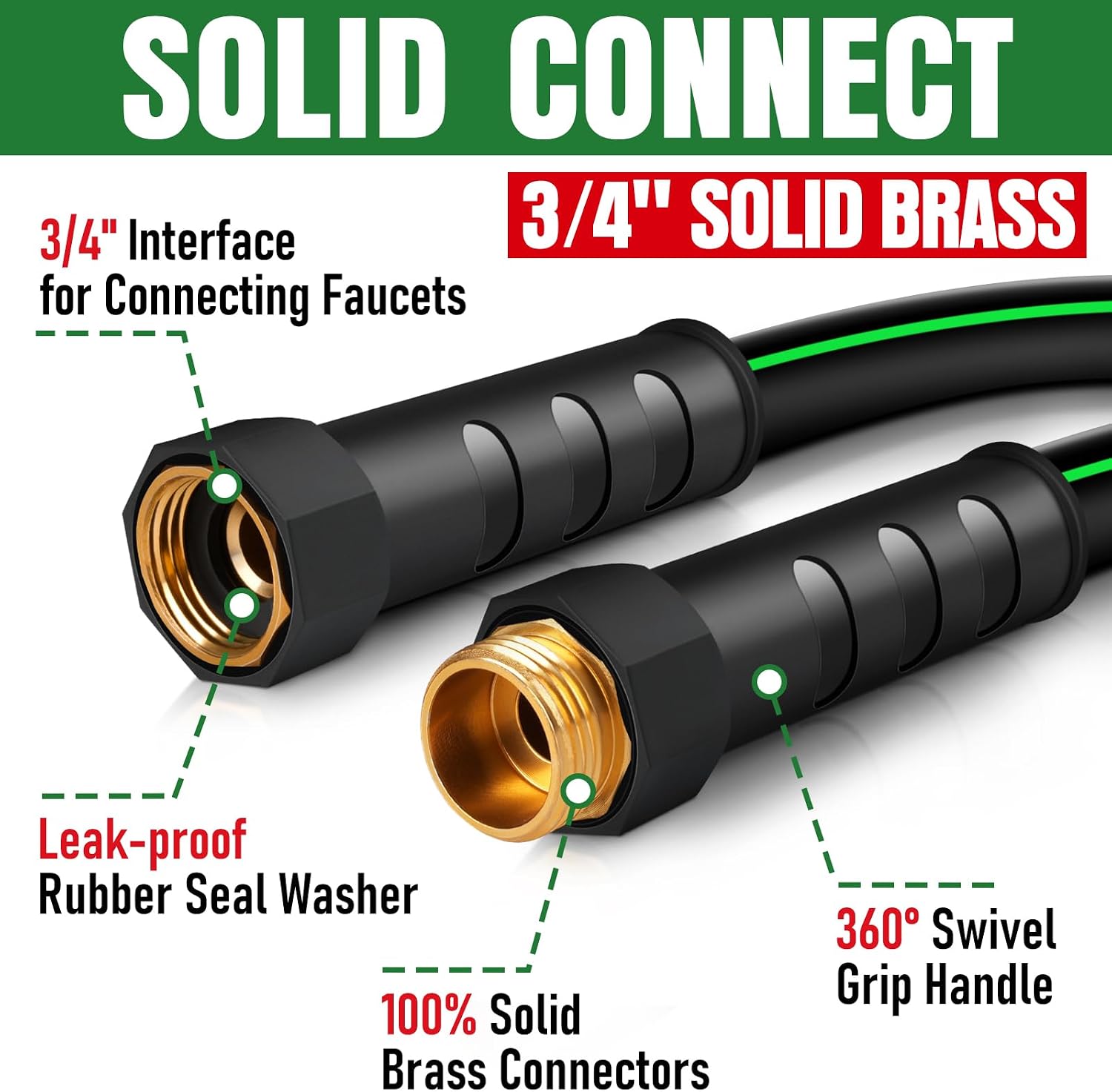 Thumbnail 2 de Heavy Duty Garden Hose 25ft: NON-EXPANDABLE, Kink-Resistant & Leakproof with Copper Fittings