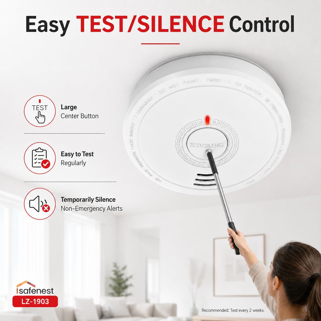Thumbnail 5 de Photoelectric Smoke Alarm 10‑Year Battery 2‑Pack