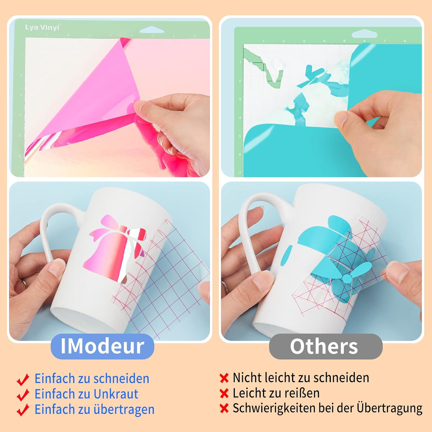 Detalle 1 de IModeur Korallen rosa Vinylfolie Plotter, 30,5 x 152,5 cm