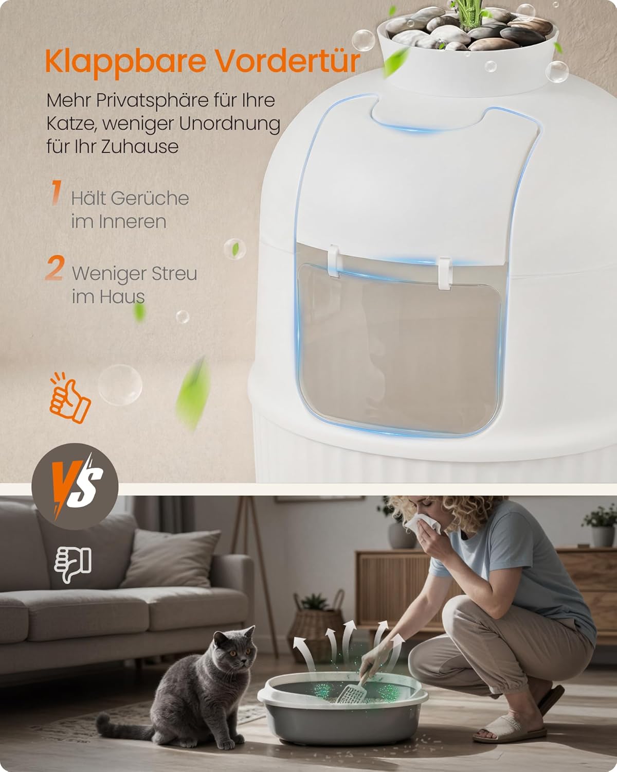 Thumbnail 4 de Feandrea Katzenklo Blumentopf mit versteckter Tür, Kohlefilter und Kunstpflanze PPT006W101