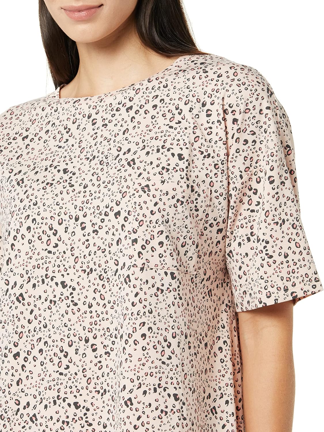 Detalle de Amazon Essentials Damen-Nachthemd aus Jersey-Strick mit rundem Ausschnitt