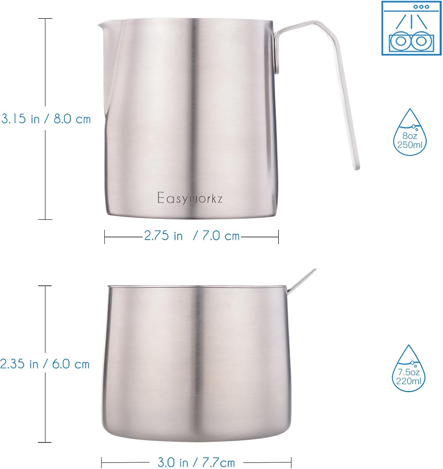 Thumbnail 3 de Easyworkz stainless steel sugar bowl and creamer set (304 steel) with spoon and anti-drip spout