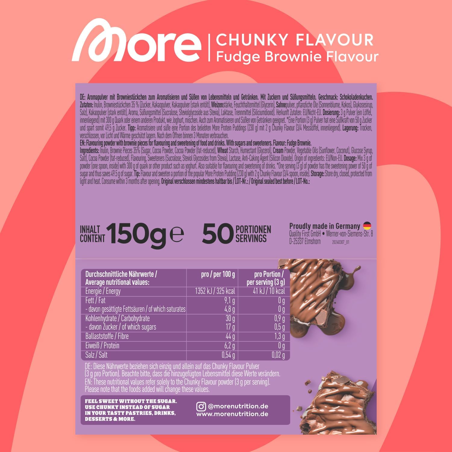 Thumbnail 3 de MORE Chunky Flavour Fudge Brownie 150 g 🍫