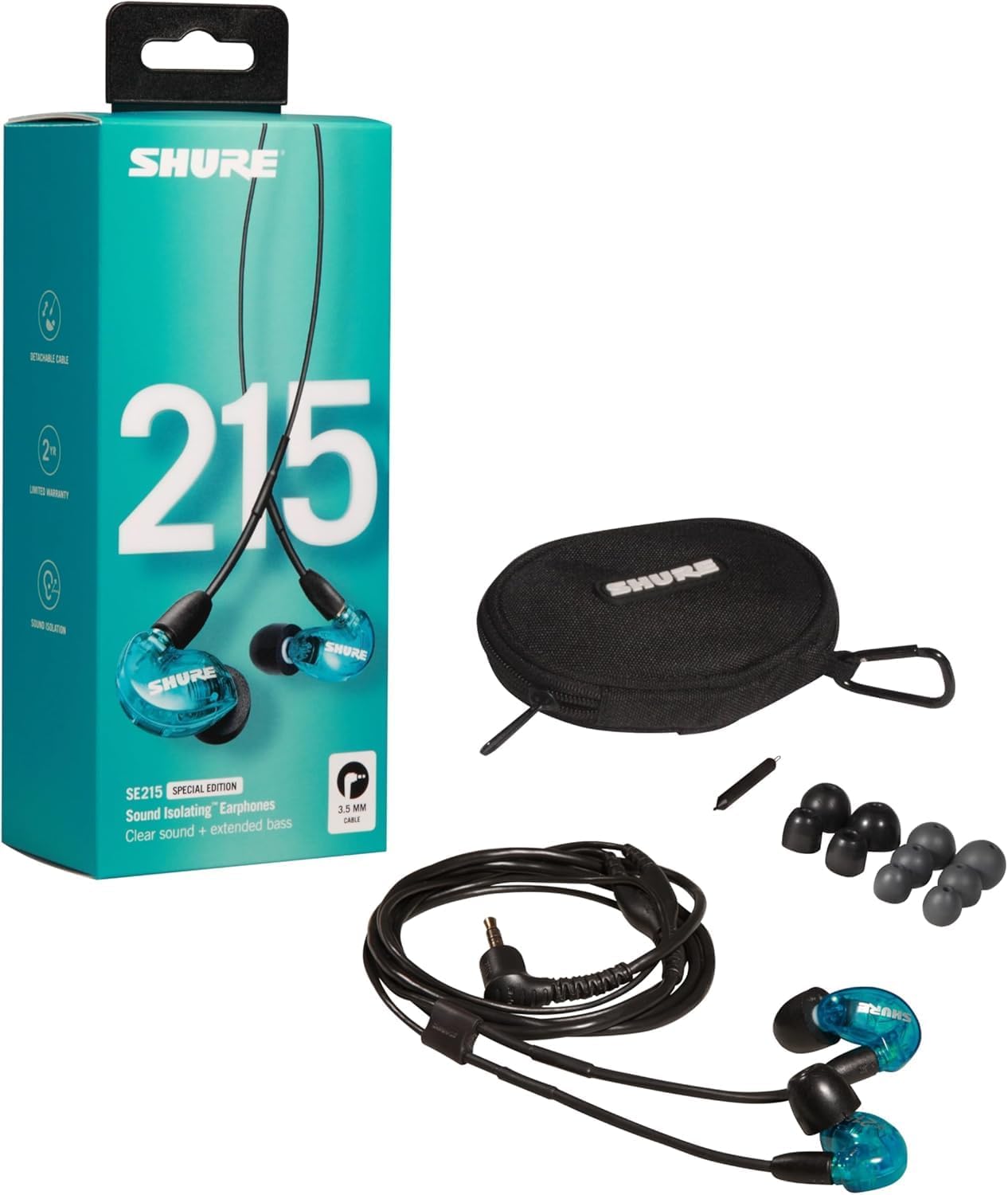 Thumbnail 1 de SHURE SE215 SPE-A 有線イヤホン ブルー 高遮音性・低域を強調したサウンド