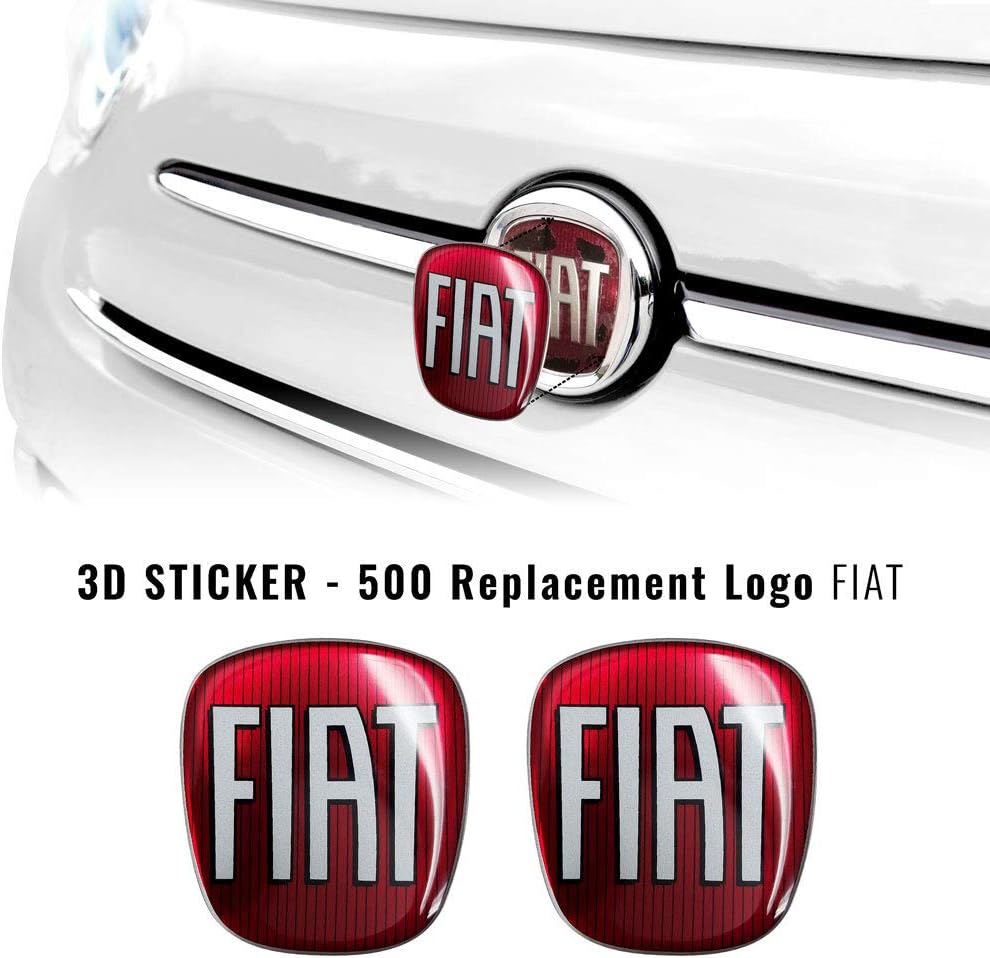 Thumbnail 1 de Fiat Adesivo 3D Logo Anteriore + Posteriore per Fiat 500 – Rosso (2 pezzi)