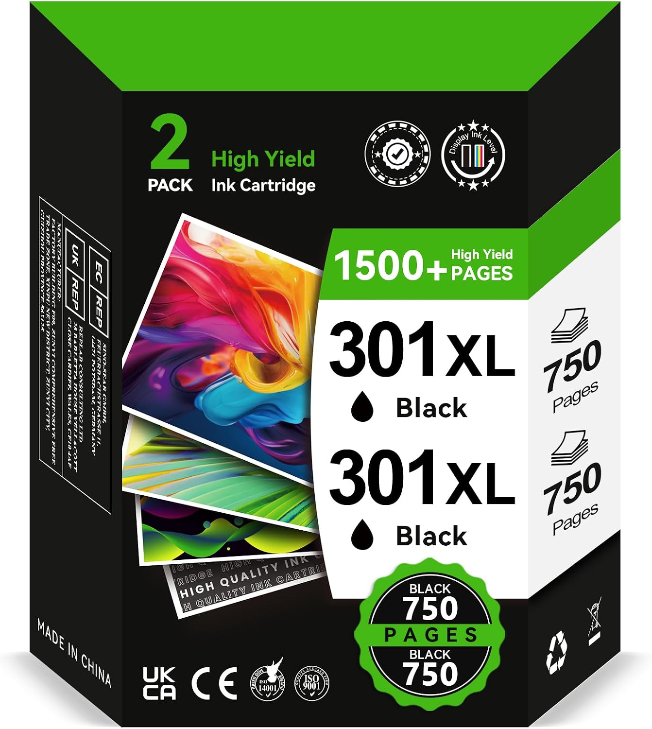 InkYeah 301 XL Schwarz Patrone 2x750 Seiten
