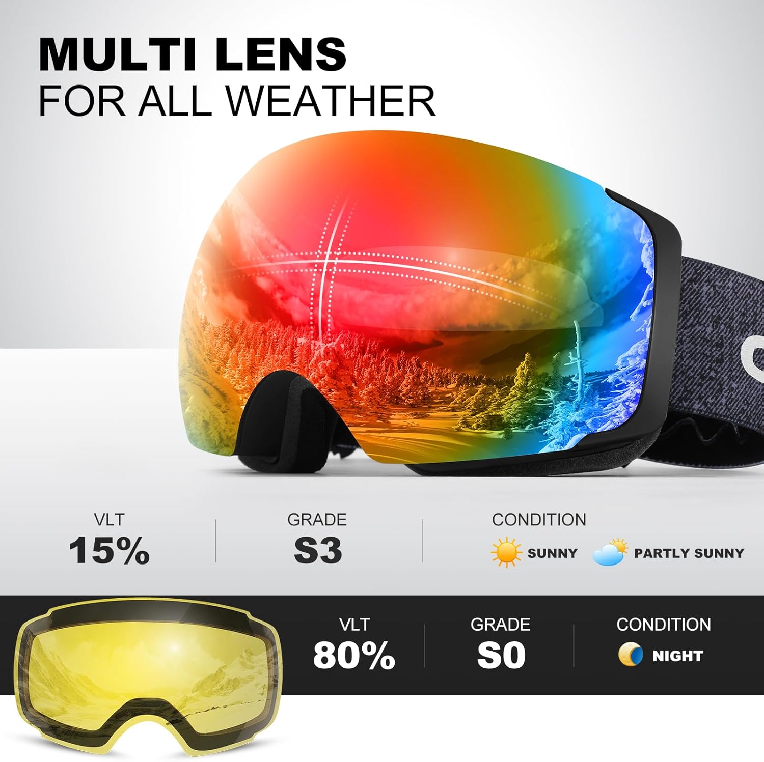 Thumbnail 2 de Odoland Unisex Ski Goggles Frameless