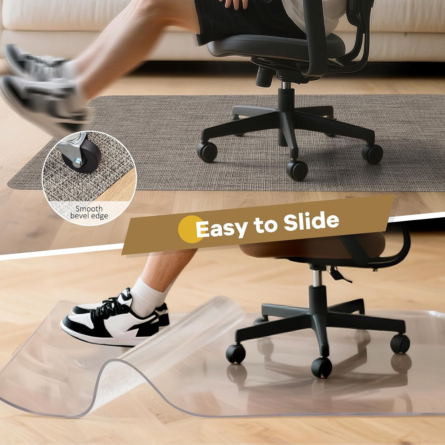 Thumbnail 3 de 2 Pack Office Chair Mat for Carpet (90 x 120 cm) – Transparent PVC Carpet Protector, Non-Slip for Low Pile Floors