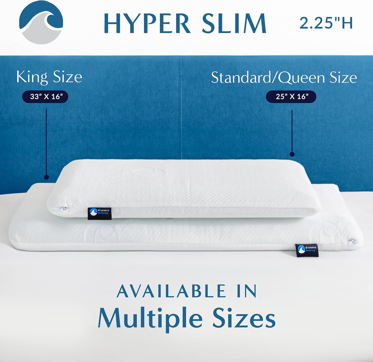 Detalle 2 de Bluewave Bedding Hyper Slim Gel Memory Foam Pillow, 2.25-Inch Low Profile