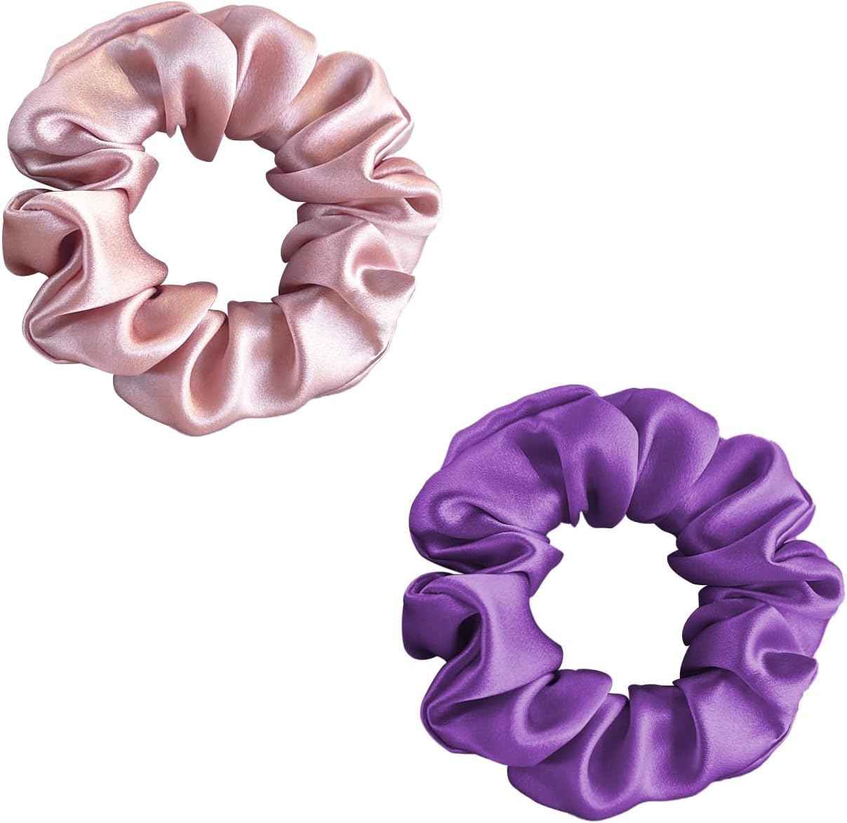 townssilk Élastique à cheveux en soie 100% soie de mûrier (pack 2) rose poudré violet