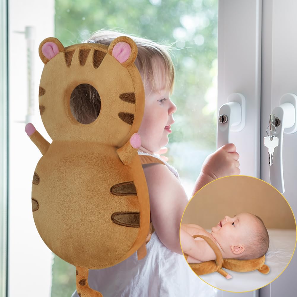 Detalle de Vicloon Baby Kopfschutz – Tigerform, verstellbare Kopf- und Knieschutzpolster für 4–24 Monate