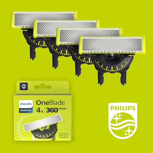 Detalle de Philips OneBlade Original 360-Klingen (QP440/60) – 4er-Pack, kompatibel mit allen OneBlade und OneBlade Pro Modellen
