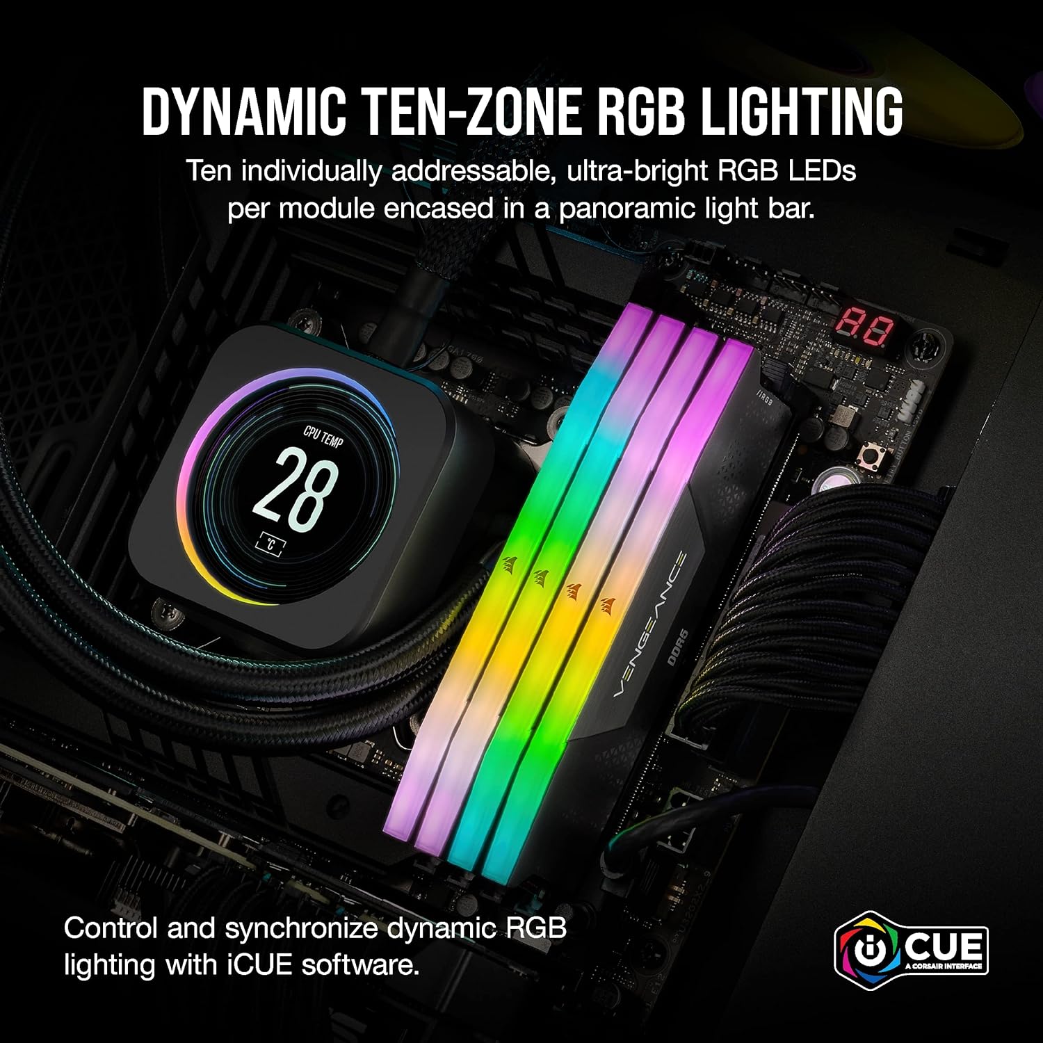 Detalle 2 de Corsair Vengeance RGB DDR5 16GB 5200MHz