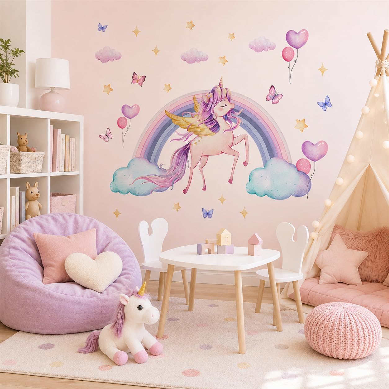 Detalle de Rainbow Heart Unicorn Wall Stickers for Girls' Bedroom