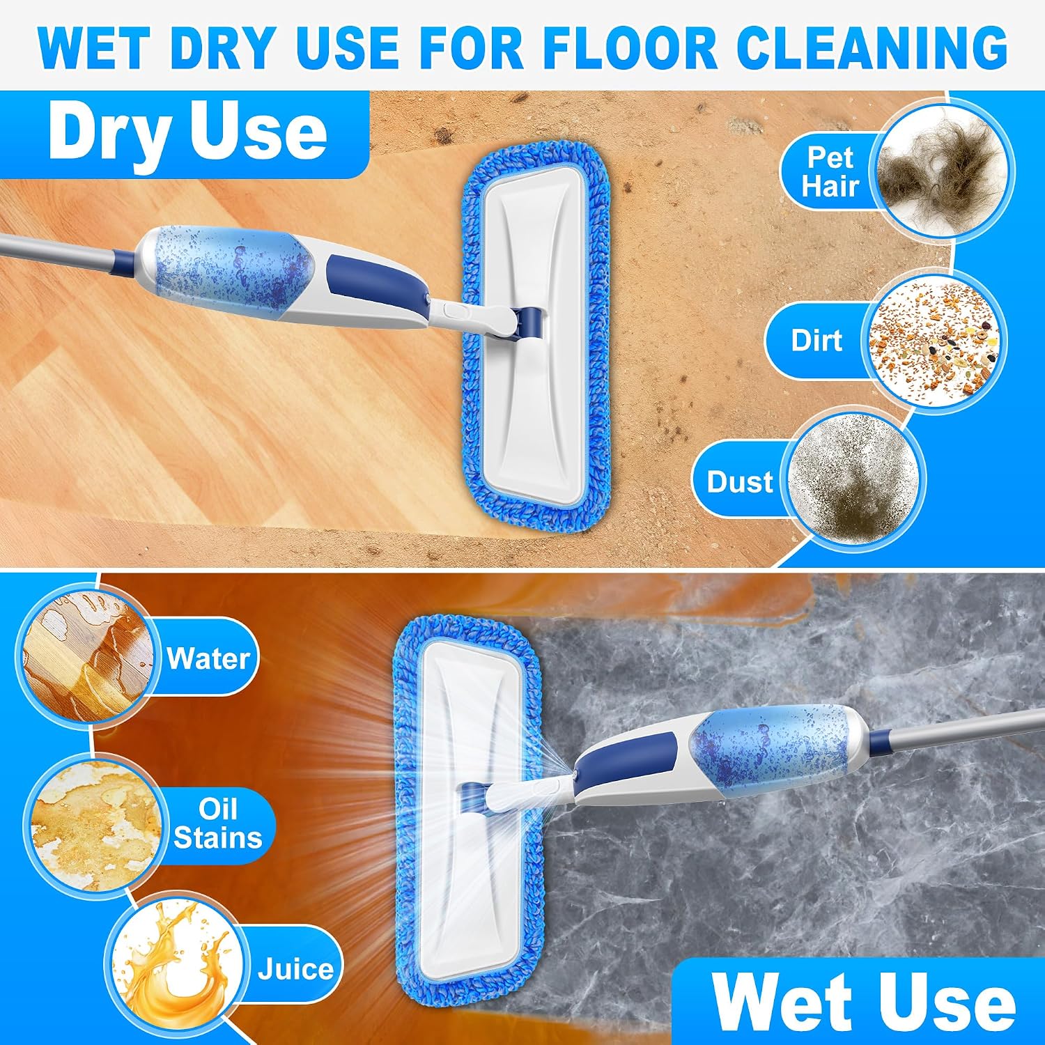 Thumbnail 2 de Microfiber Spray Mop for Floors: 3 Washable Pads and 550ml Refillable Bottle