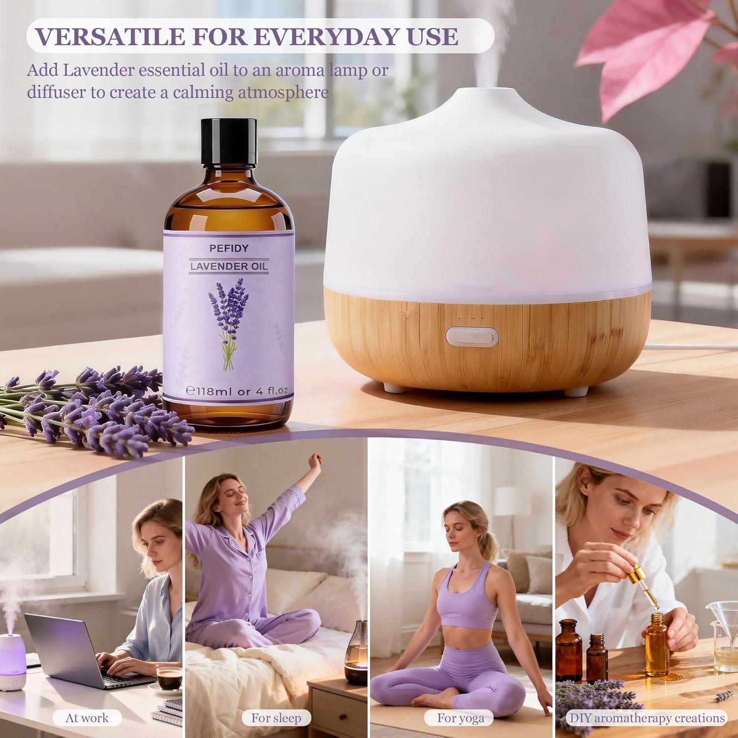 Thumbnail 6 de PEFIDY olio essenziale di lavanda 100% naturale per diffusori, 118 ml