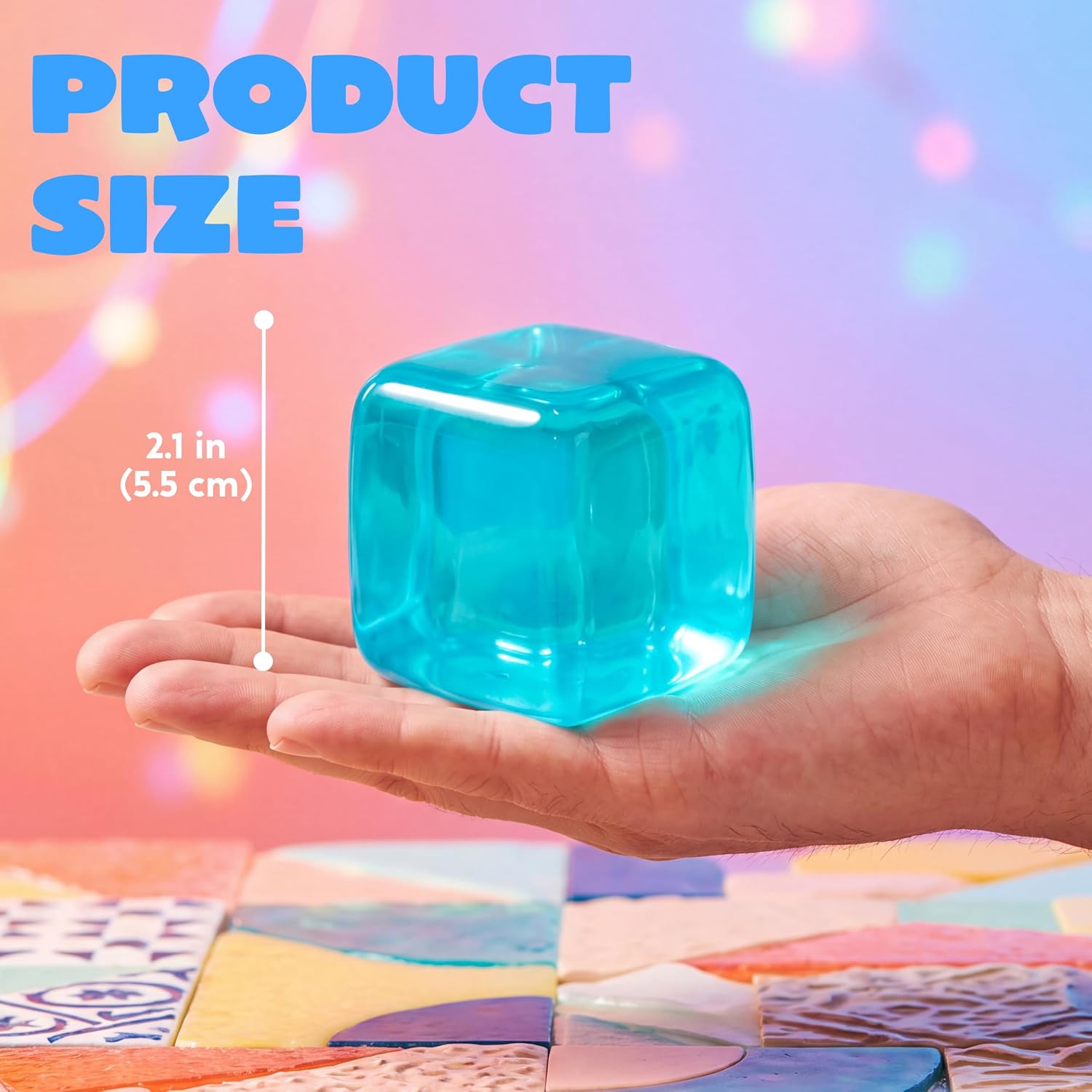 Detalle 2 de JOYIN 19720 Slow-Rising Cube Squishy Toy, Blue 2.2-Inch TPR Fidget