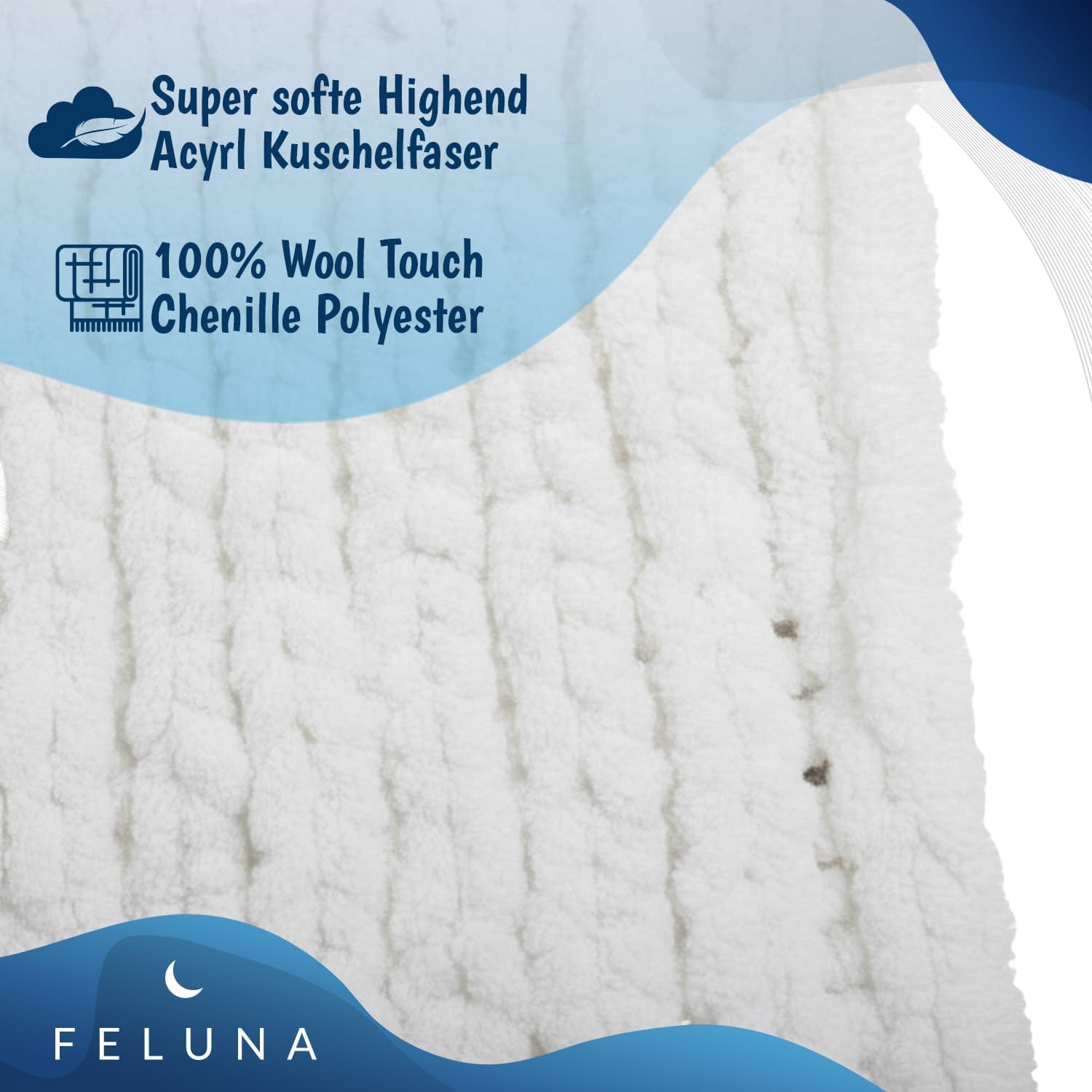 Thumbnail 2 de Feluna 47136520489 grovstickad filt i chenillepolyester, 127 × 152 cm