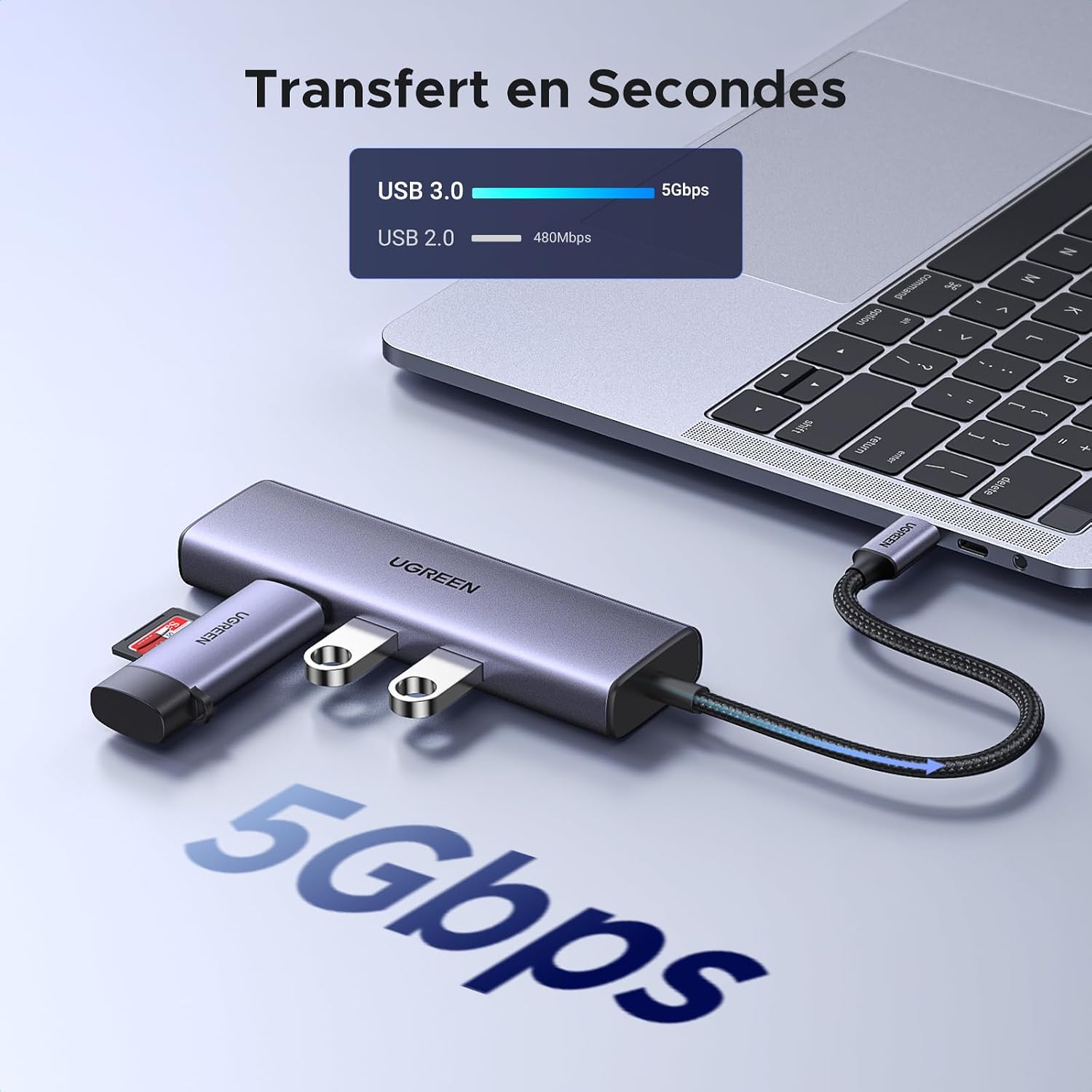 Thumbnail 5 de UGREEN Revodok 1061 Hub USB C 6 en 1 – Ethernet Gigabit, HDMI 4K, PD 100W et 3 USB 3.0