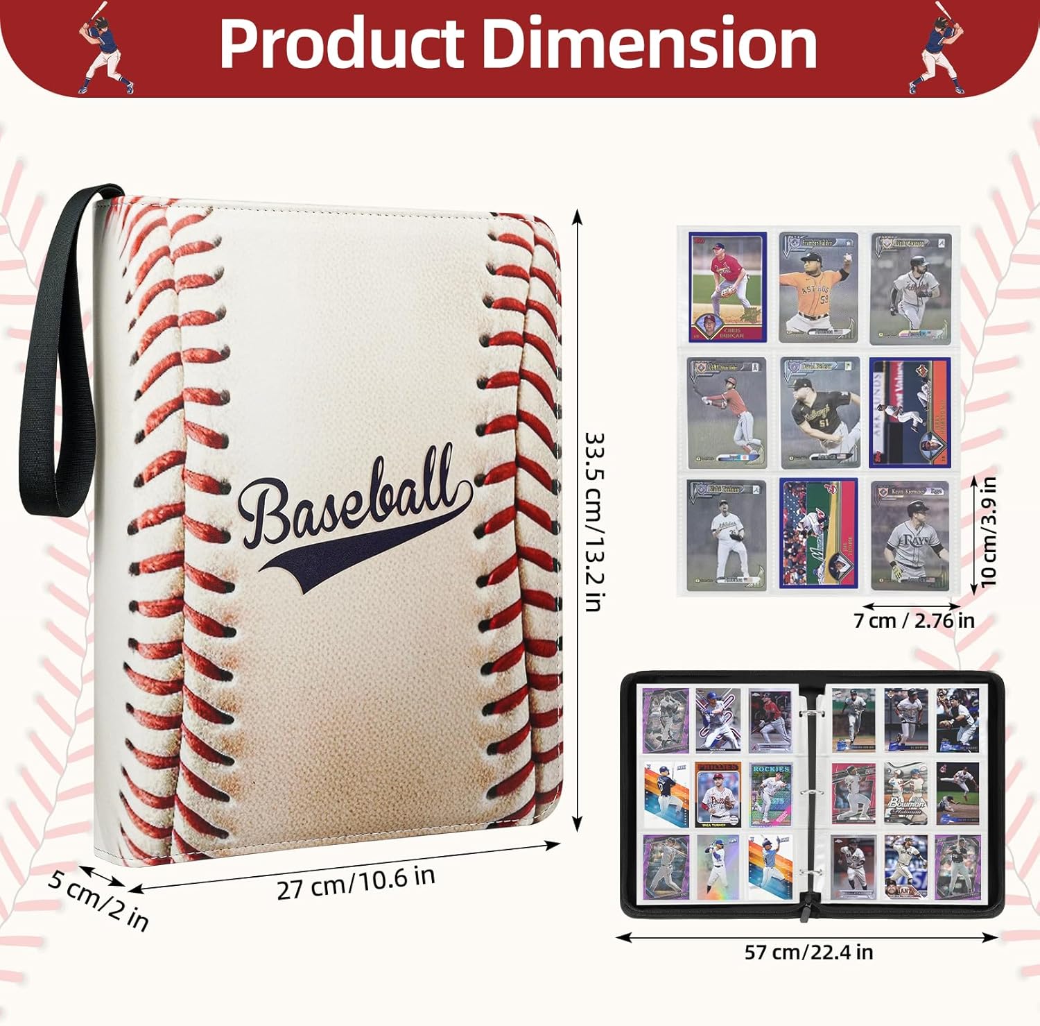 Detalle de 1080 Pockets Baseball Card Binder 9 Pocket with 60 Removable Sleeves