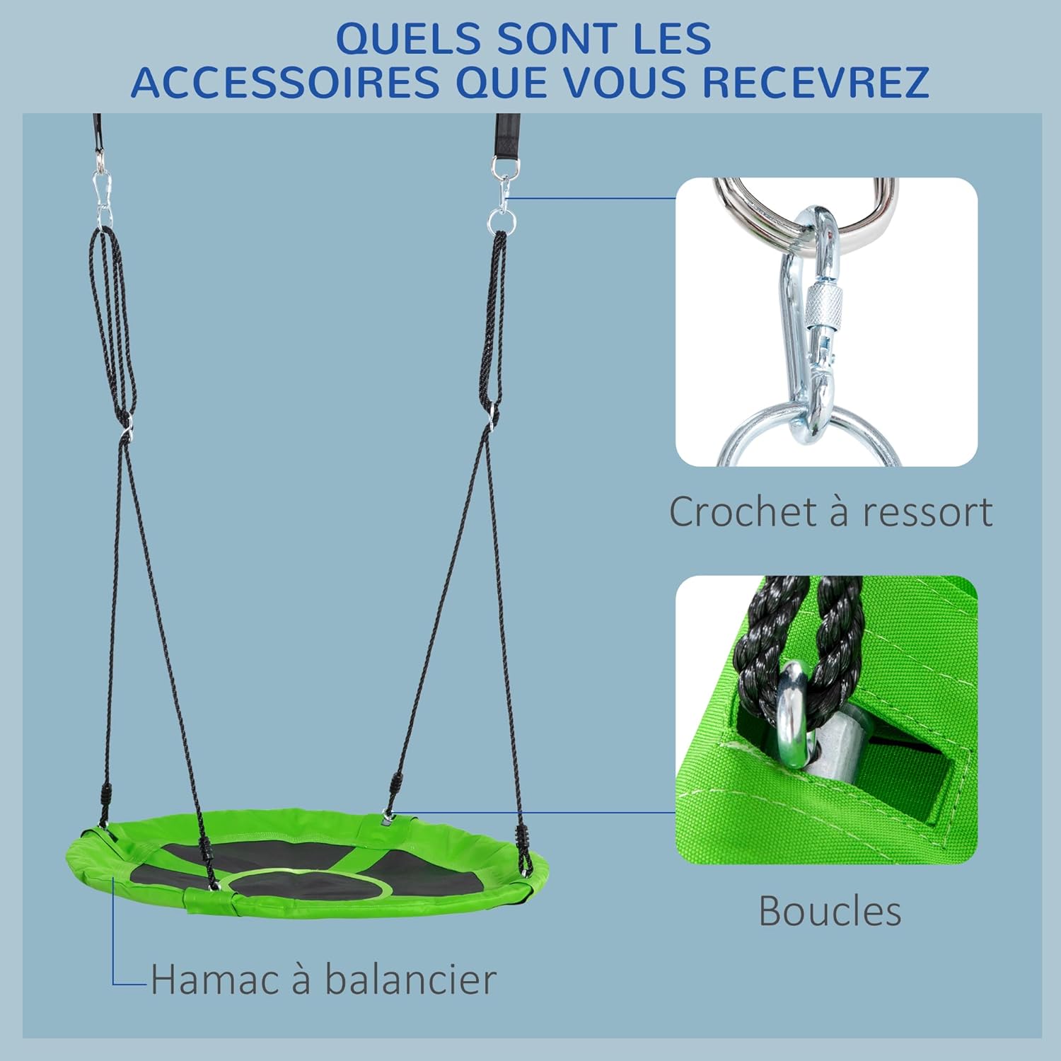 Thumbnail 6 de Outsunny balançoire nid d’oiseau ronde Ø 100 cm avec tente amovible