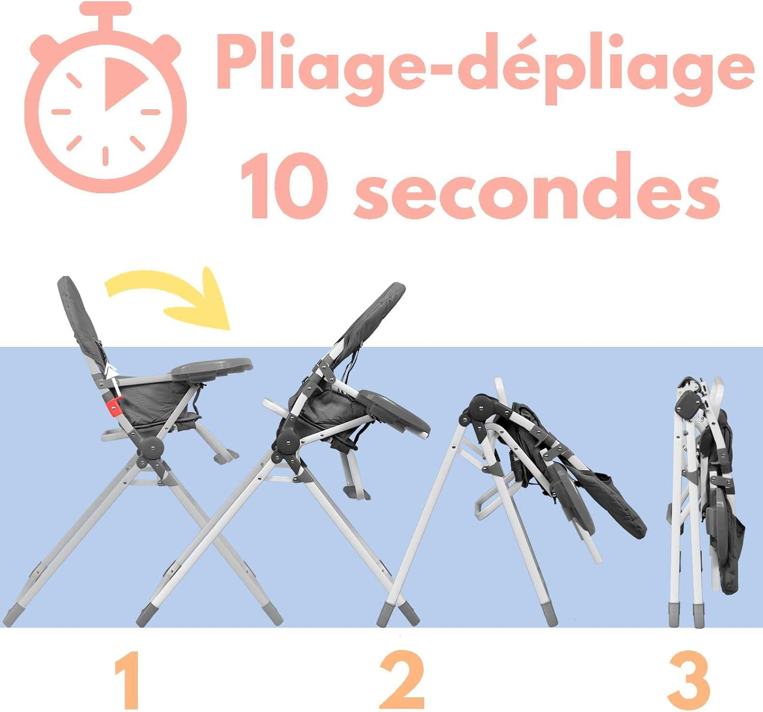 Detalle de Bambisol Chaise Haute Bébé Pliable Fixe – Ultra Compacte, légère et pratique