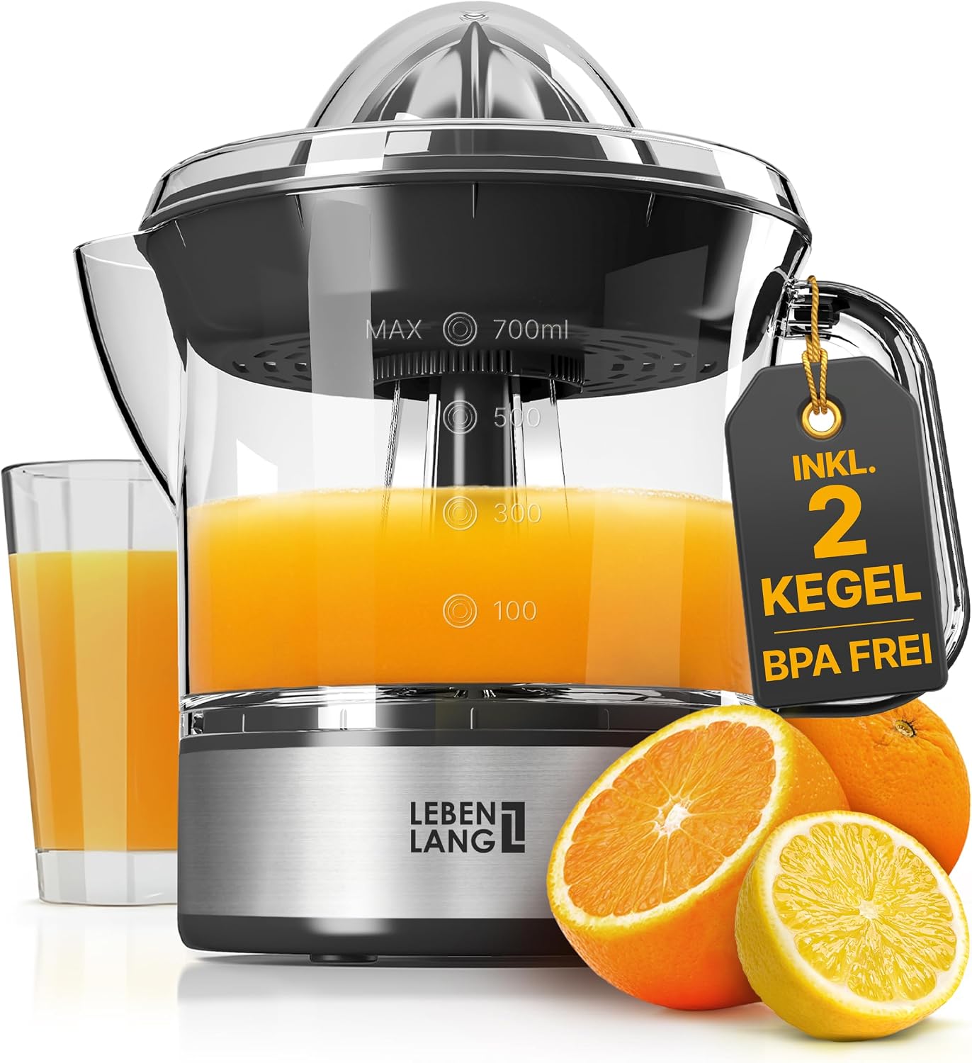 LEBENLANG Zitruspresse elektrisch 700 ml 🍊