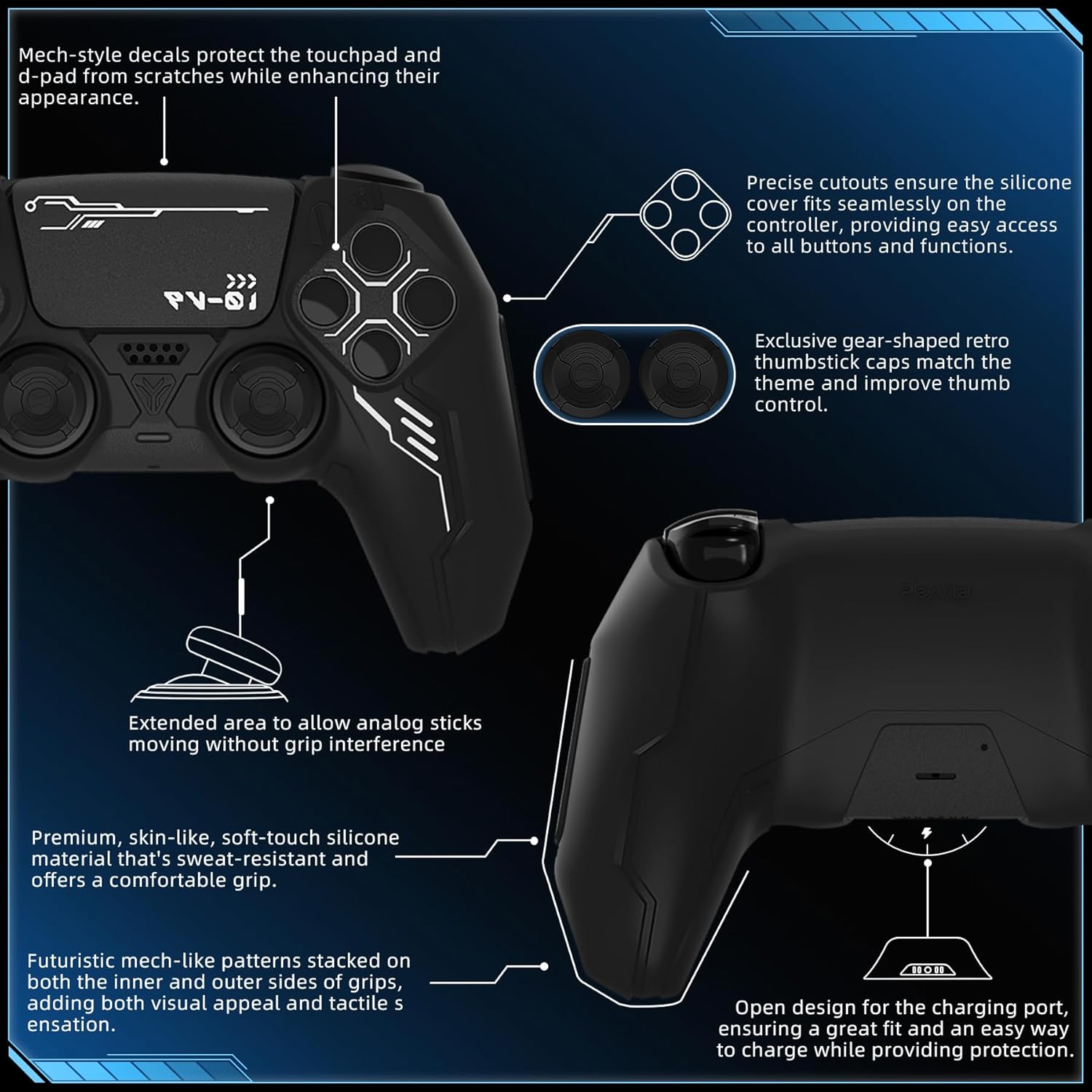 Thumbnail 1 de playvital Cover Controller per PS5 Grip Mecha