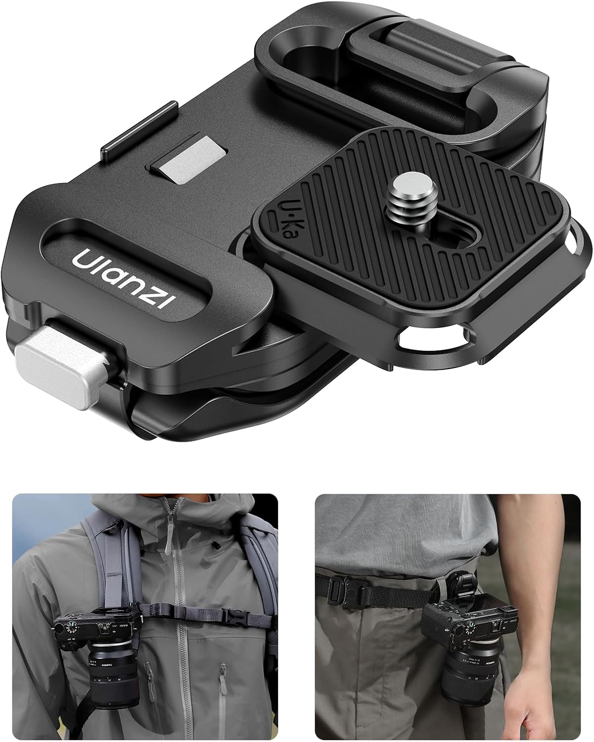 Detalle de ULANZI Kamera-Rucksack-Gurt-Clip UKA07 mit Schnellentriegelungssystem (bis 10 kg), kompatibel mit UKA-QR-Platten