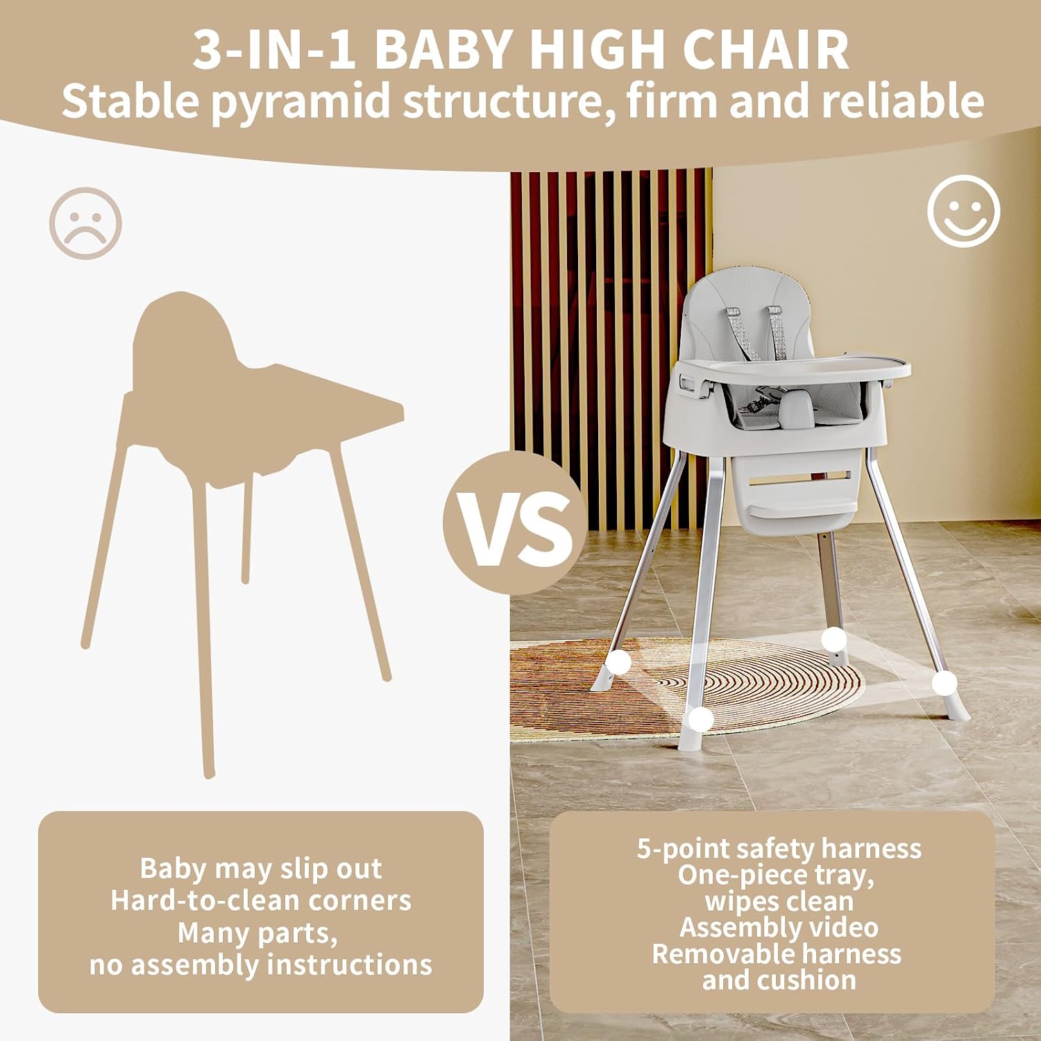 Detalle de CheerKid Baby High Chair 3-in-1