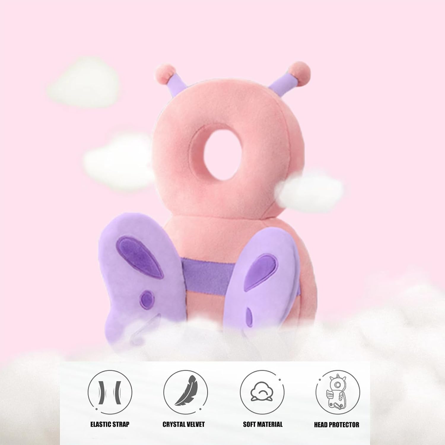 Thumbnail 3 de PandaEar Baby Head Protection Backpack, Pink Butterfly Walking Cushion