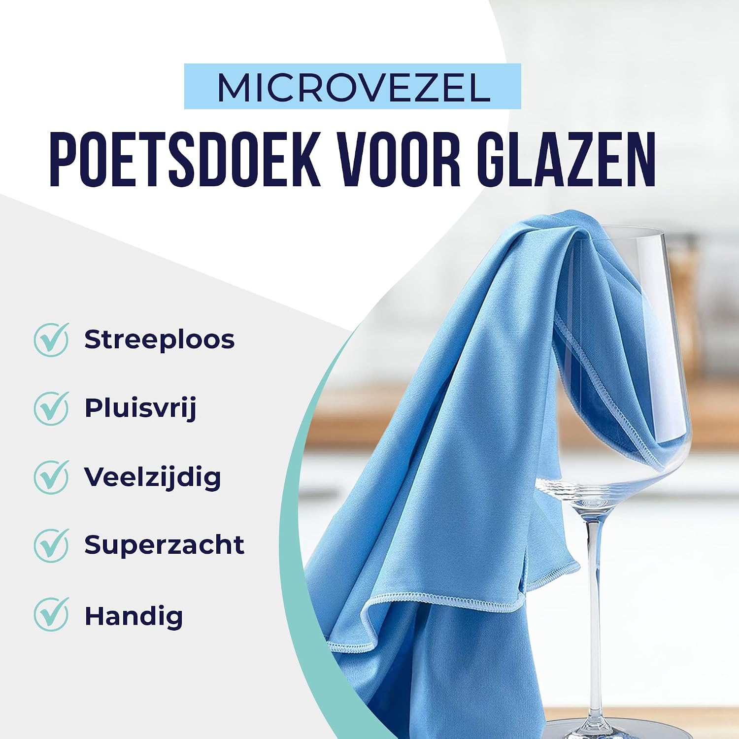 Detalle de culiclean ISCHOMFP4060BLBL02 glazenpoetsdoeken, blauw, 2 x 40 x 60 cm