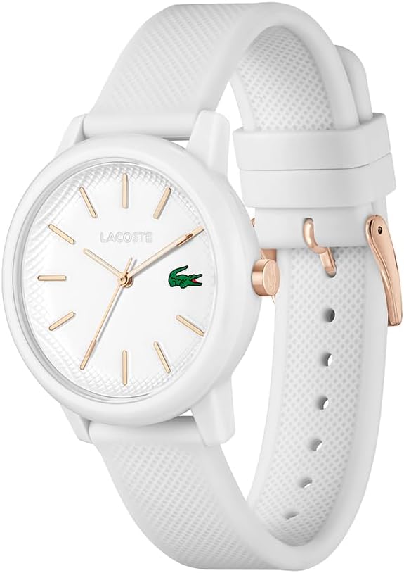 Detalle de Lacoste Analoguhr Quarz mit Petit Piqué Silikonarmband – Unisex Kollektion 12.12