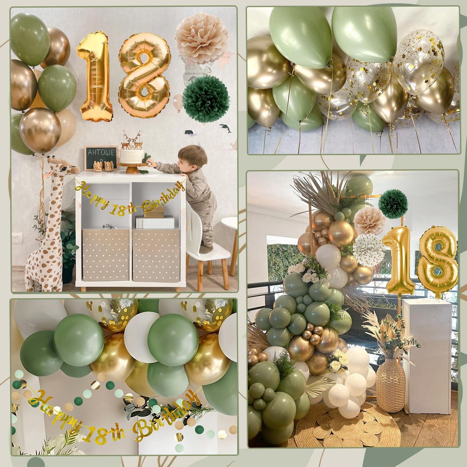 Detalle 2 de Almaxi decorazioni 18 anni verde oro