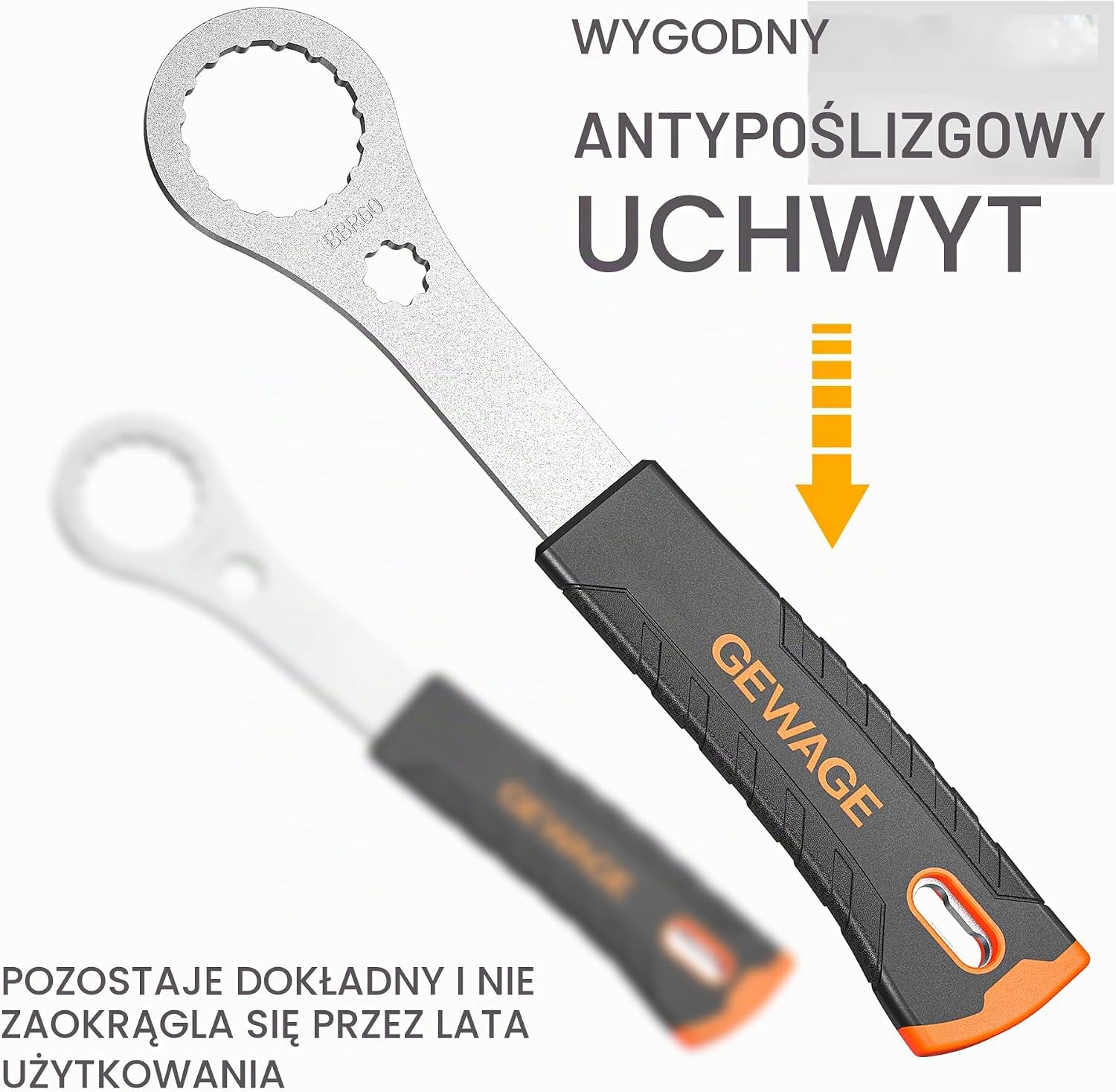 Detalle de GEWAGE GE-10bb – klucz rowerowy do suportu i Center Lock, profile 39–46 mm