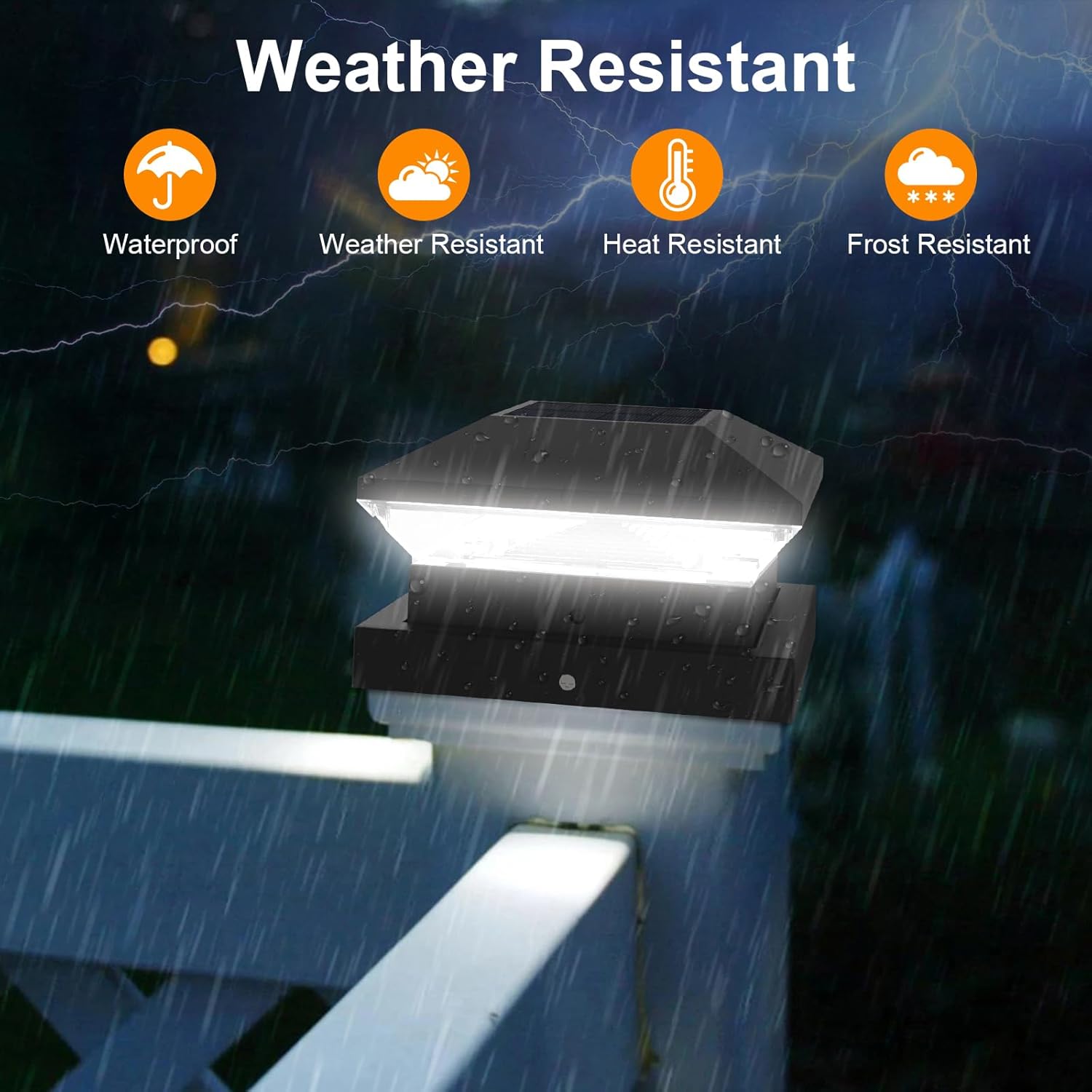Thumbnail 5 de T-SUNUS 4 Pack Solar Post Lights (Warm 3000K / Cool 6000K) IP65 Outdoor LED Fence & Deck Cap Lights