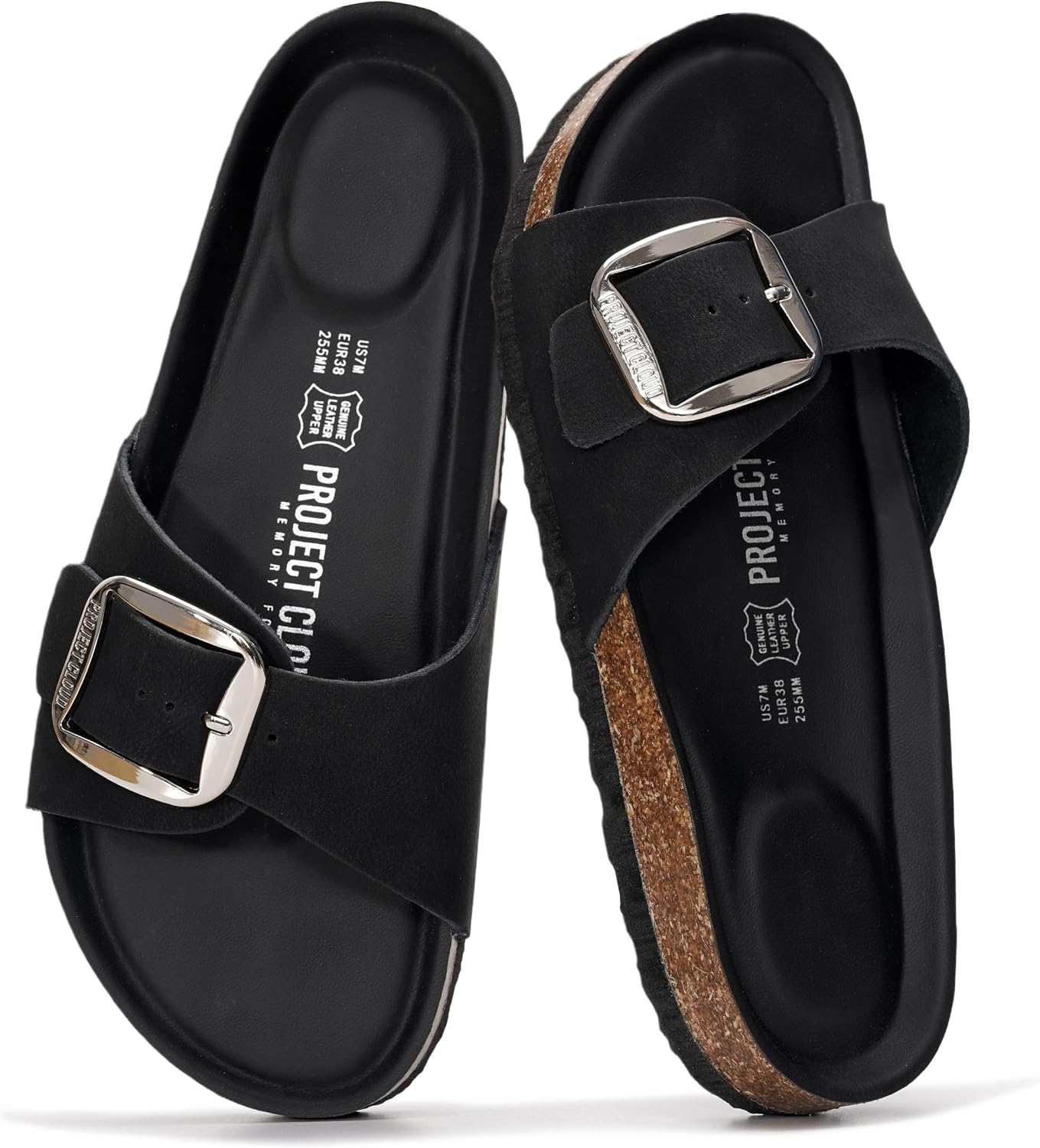 Detalle de Project Cloud 100% Genuine Leather Slides for Women with Memory Foam Insole