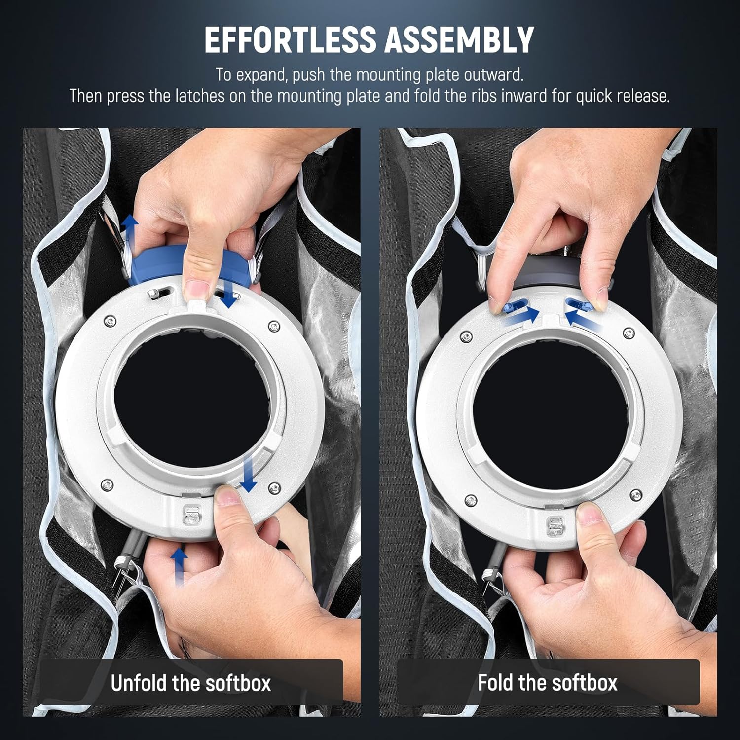 Thumbnail 1 de NEEWER Rectangular Softbox Kit 12" x 47" (30 x 120 cm) with Bowens Mount Diffusers and Grid