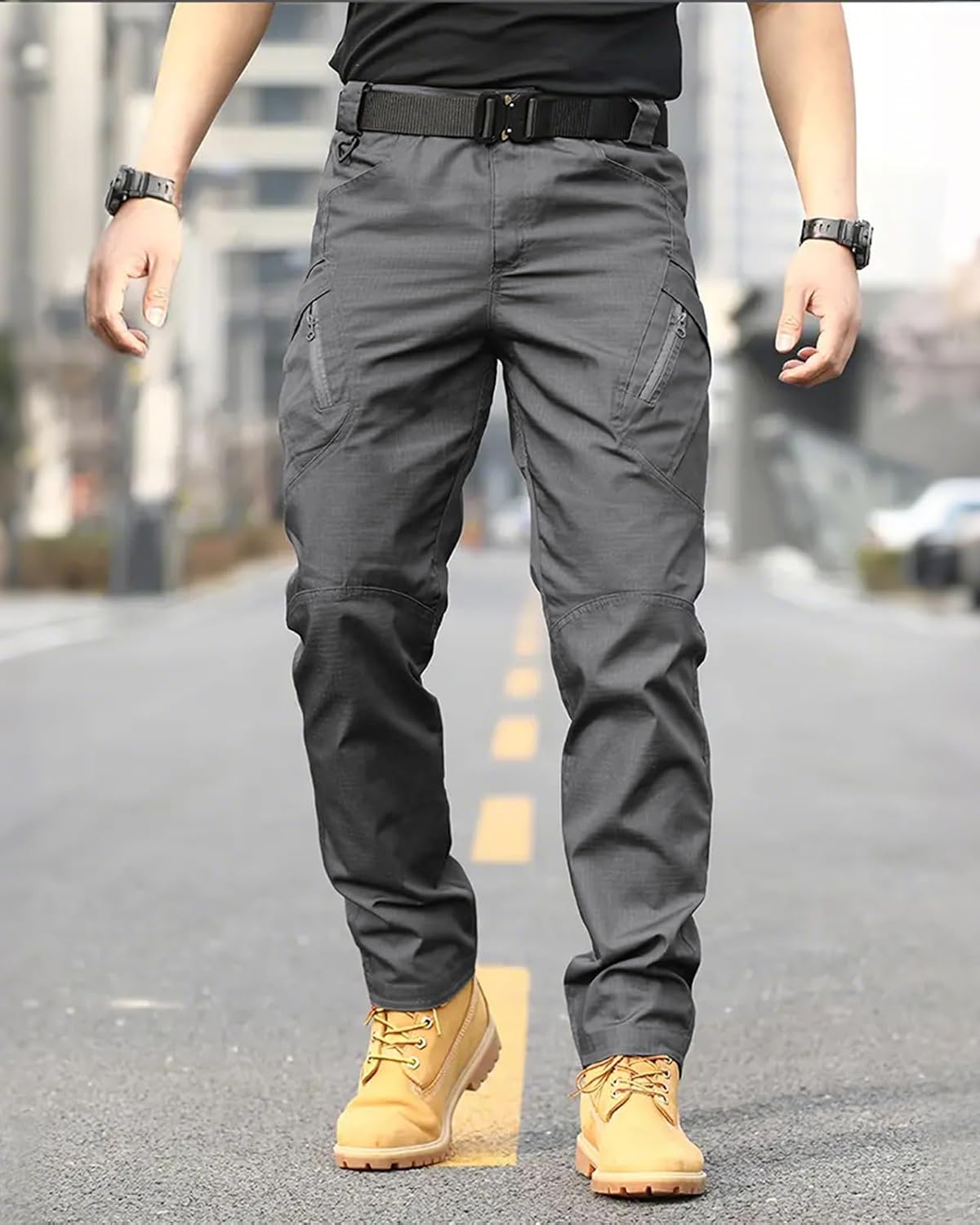 Detalle de whox Men's Work Cargo Pants, Water-Resistant Ripstop, 6 Pockets