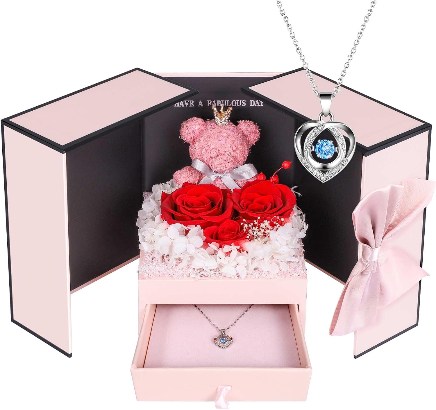Detalle de ADDWel San Valentin Rosa eterna con collar 💝