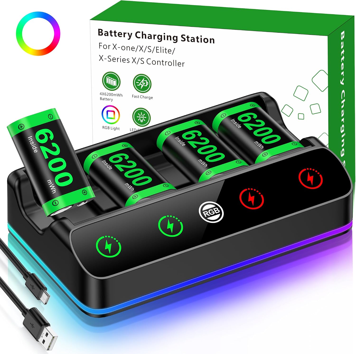 Detalle de 4X 6200 mWh Akku-Pack für Xbox-Controller