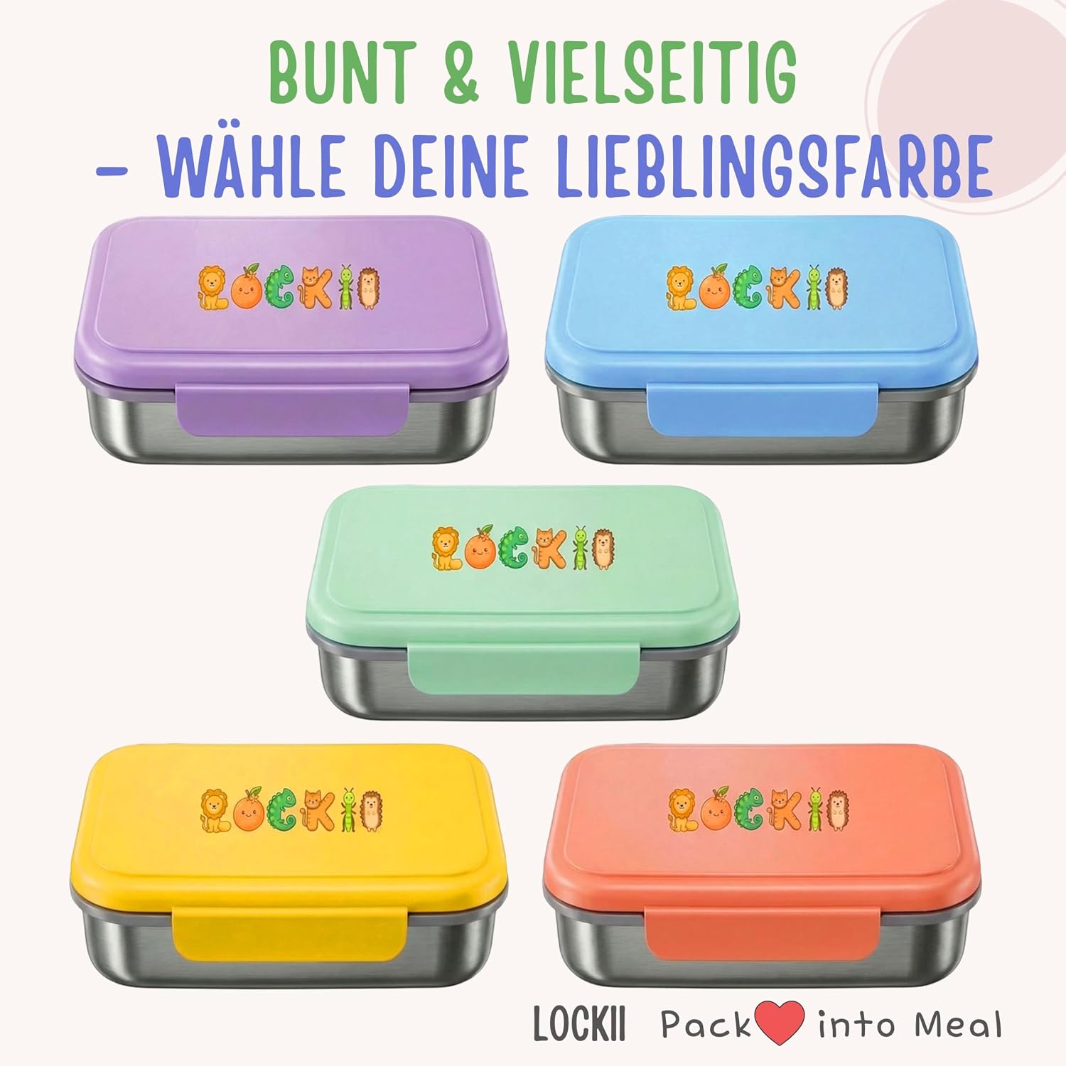 Thumbnail 6 de LOCKII lunchlåda för barn, 1 000 ml med snackslåda i rostfritt stål